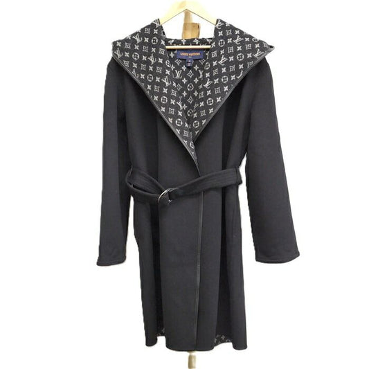 Louis Vuitton Hooded Wrap Coat Women's Size 40 Wool Black