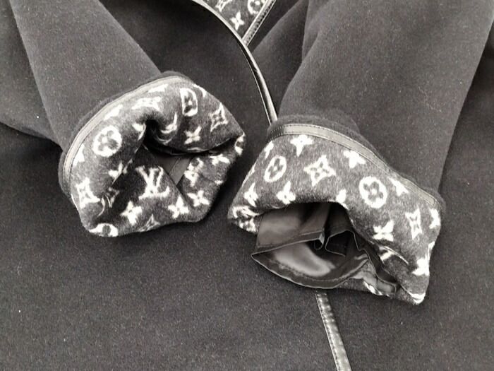 Louis Vuitton Hooded Wrap Coat Women's Size 40 Wool Black