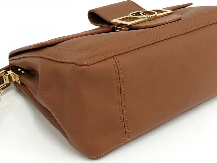 Louis Vuitton Shoulder Bag Dauphine Soft MM Cognac Calf Leather M11476