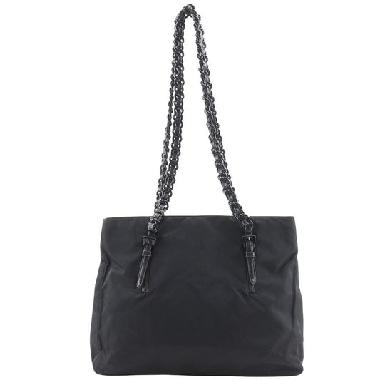 Prada Plastic Chain Nylon Black Women's Tote Bag