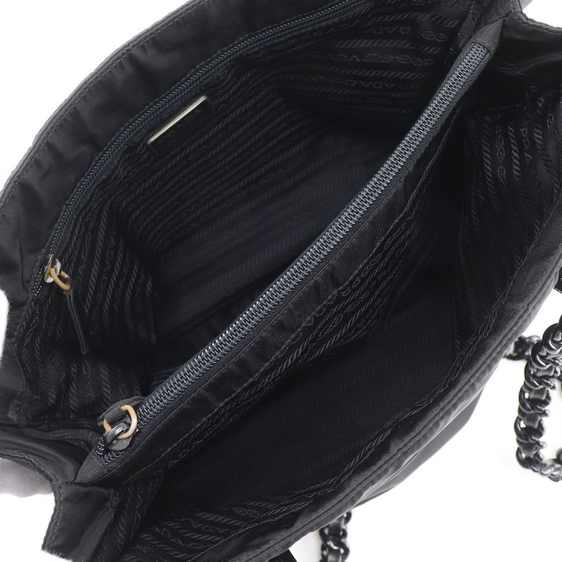 Prada Plastic Chain Nylon Black Women's Tote Bag