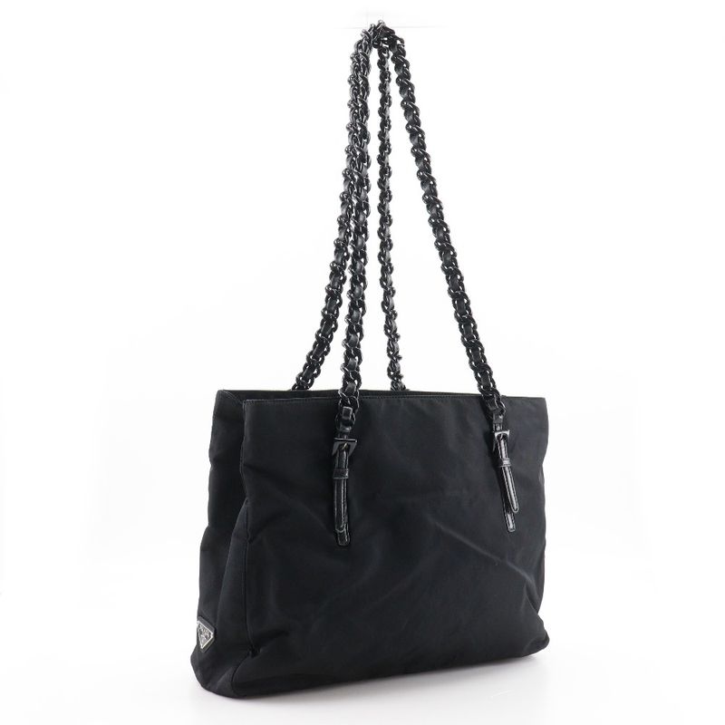 Prada Plastic Chain Nylon Black Women's Tote Bag