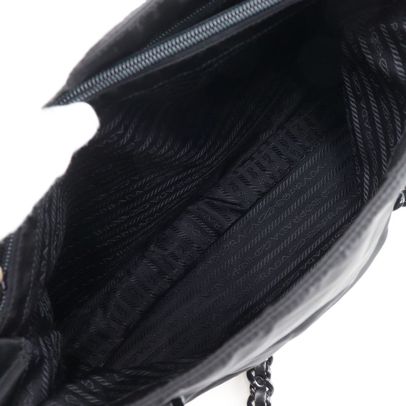 Prada Plastic Chain Nylon Black Women's Tote Bag