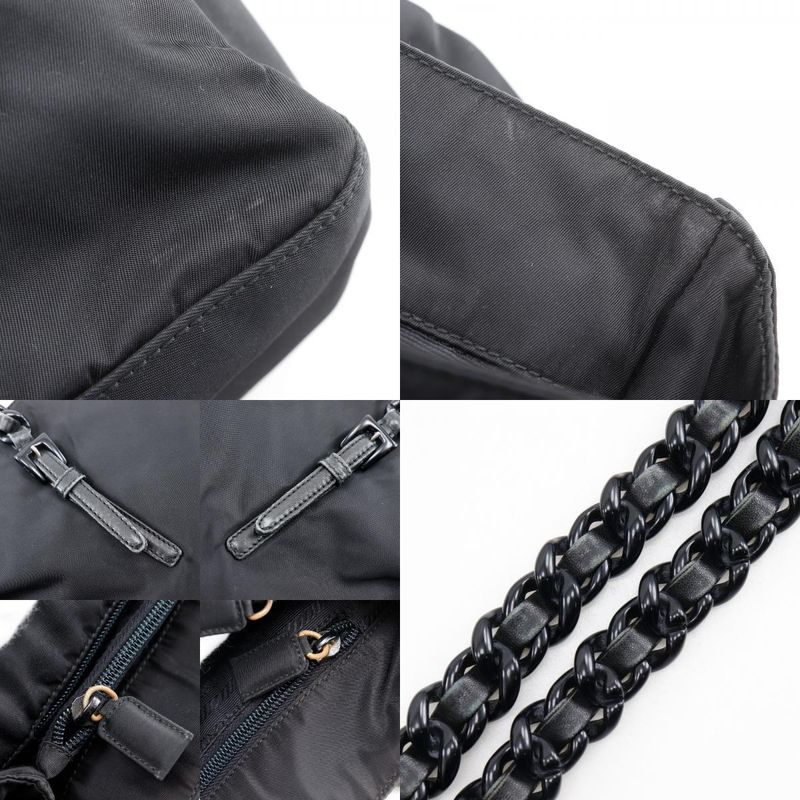 Prada Plastic Chain Nylon Black Women's Tote Bag