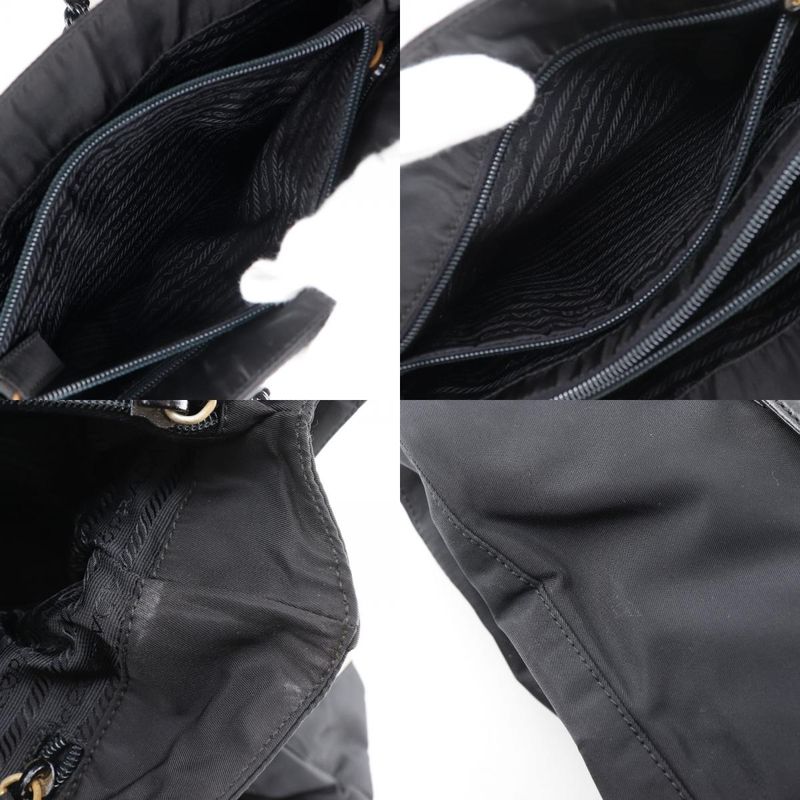 Prada Plastic Chain Nylon Black Women's Tote Bag