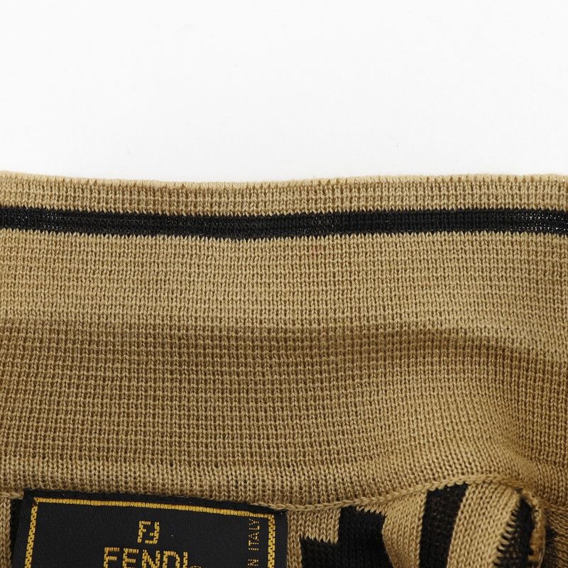 Fendi Zucca Knit Cotton Brown Women's Polo Shirt