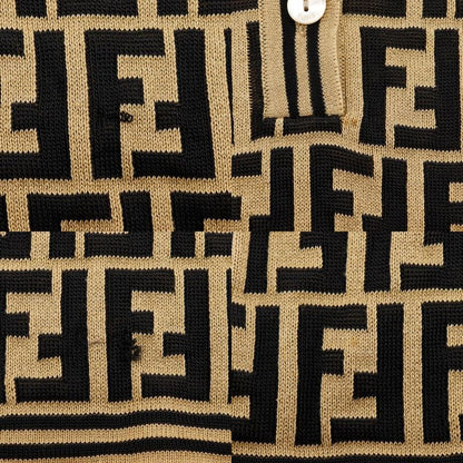 Fendi Zucca Knit Cotton Brown Women's Polo Shirt