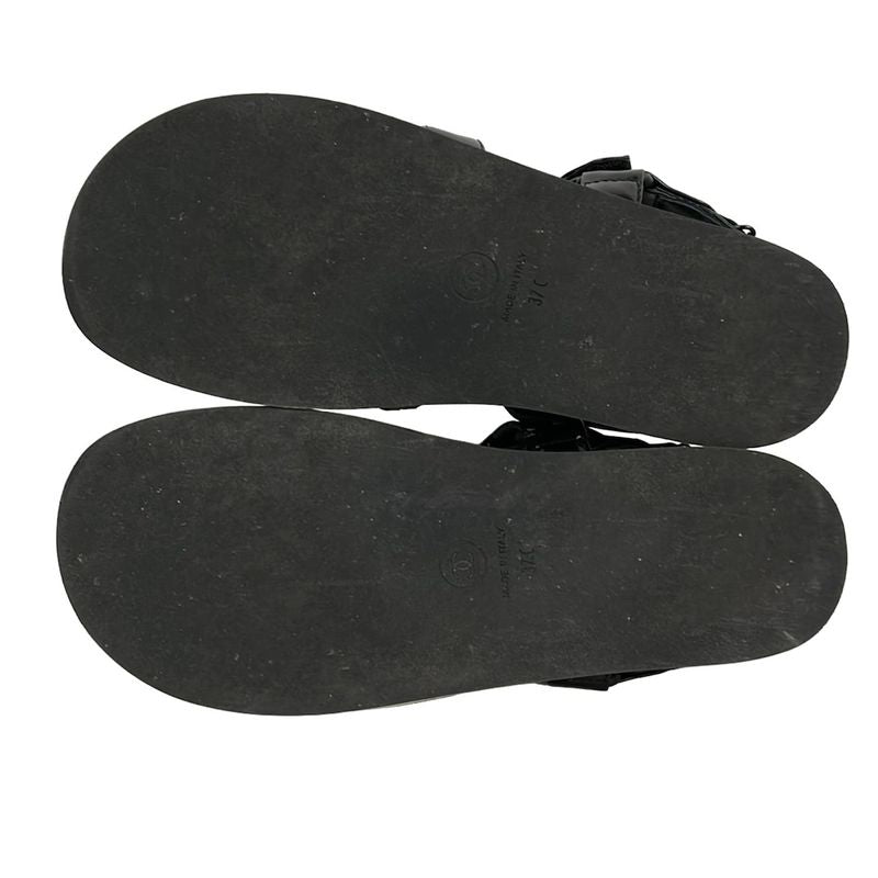 Chanel Sandals 37 C Women's - G33800 Black Here Mark Chain Leather