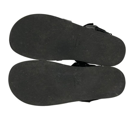 Chanel Sandals 37 C Women's - G33800 Black Here Mark Chain Leather