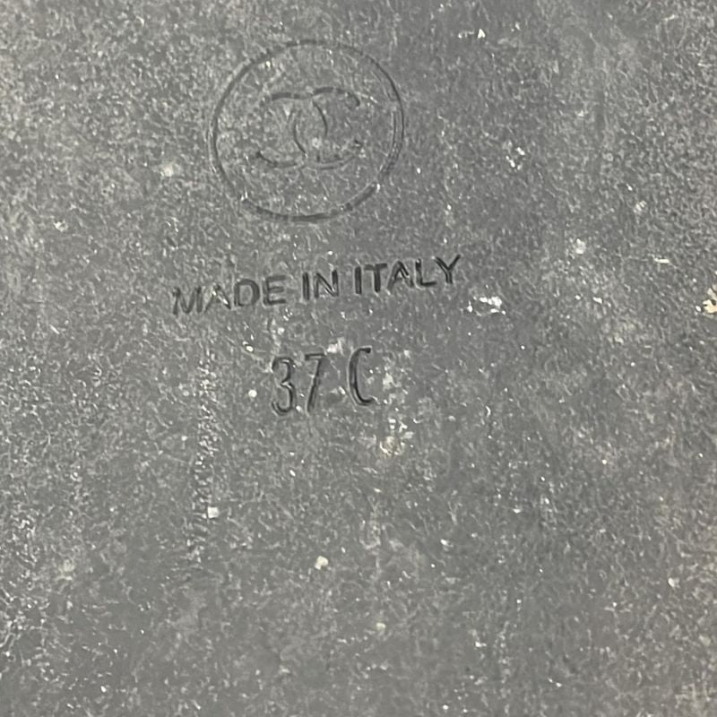 Chanel Sandals 37 C Women's - G33800 Black Here Mark Chain Leather