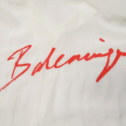 19aw Balenciaga Lipstick Logo Print Shirt Silk Chiffon Blouse Oversize 32 Ivory