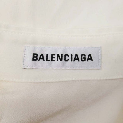 19aw Balenciaga Lipstick Logo Print Shirt Silk Chiffon Blouse Oversize 32 Ivory