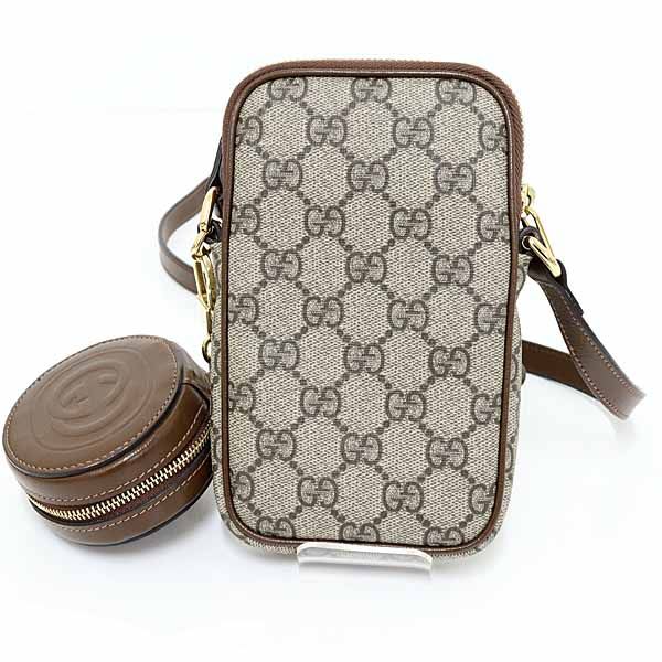 Gucci Interlocking G Mini Shoulder Bag GG Supreme Canvas Leather Beige