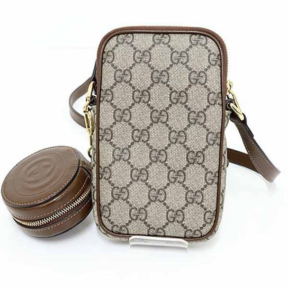 Gucci Interlocking G Mini Shoulder Bag GG Supreme Canvas Leather Beige