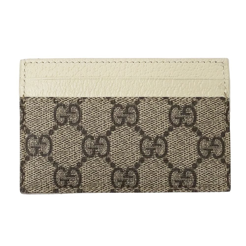 Gucci Card Case Women'S Men'S Brand Gg Supreme Leather Beige Brown White 768248