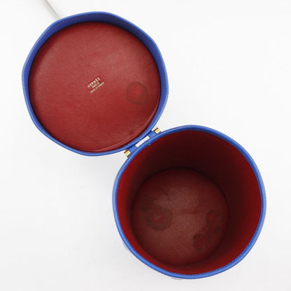 Hermes Tambour Vaugrene X Box Calf White Blue Red S Women's Shoulder Bag