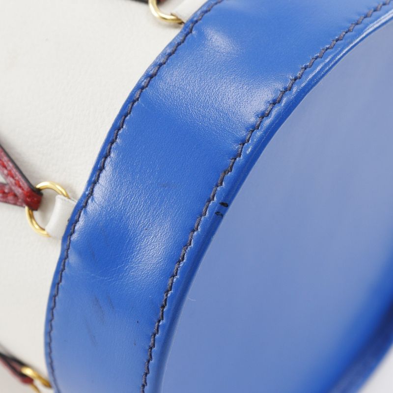 Hermes Tambour Vaugrene X Box Calf White Blue Red S Women's Shoulder Bag