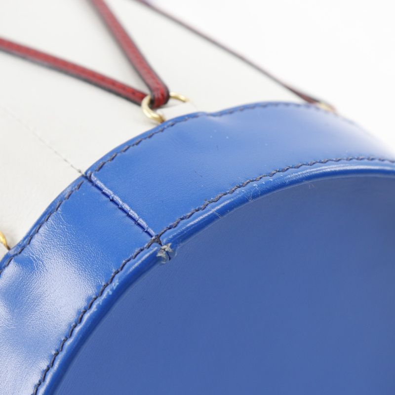 Hermes Tambour Vaugrene X Box Calf White Blue Red S Women's Shoulder Bag