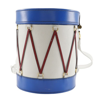 Hermes Tambour Vaugrene X Box Calf White Blue Red S Women's Shoulder Bag