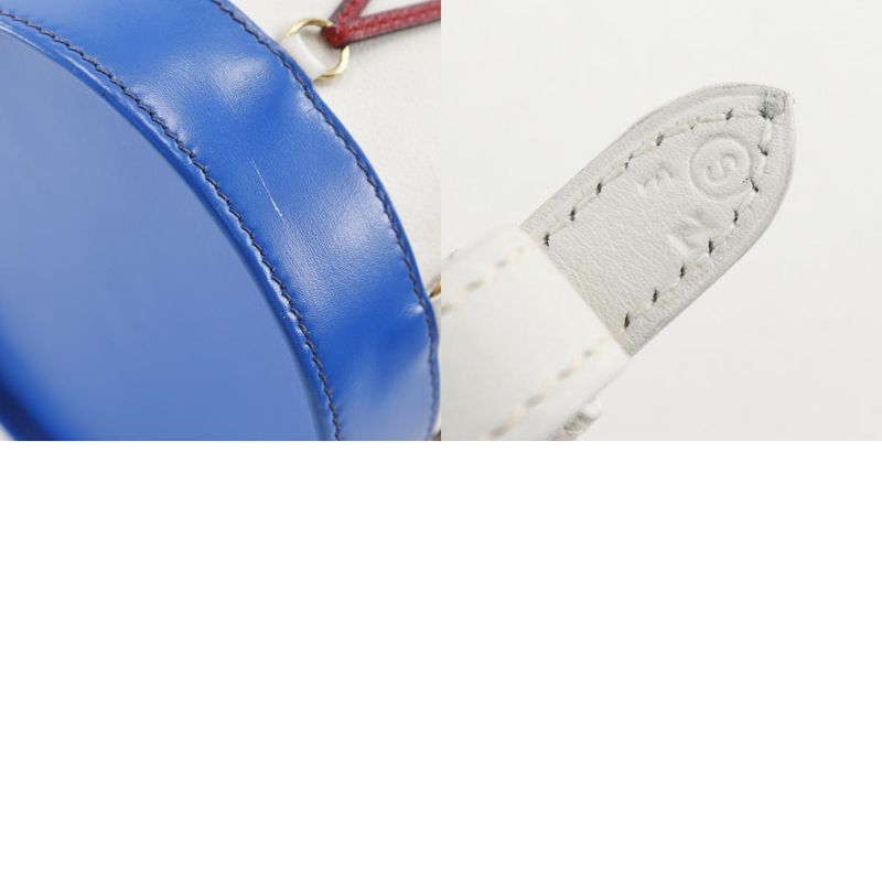 Hermes Tambour Vaugrene X Box Calf White Blue Red S Women's Shoulder Bag