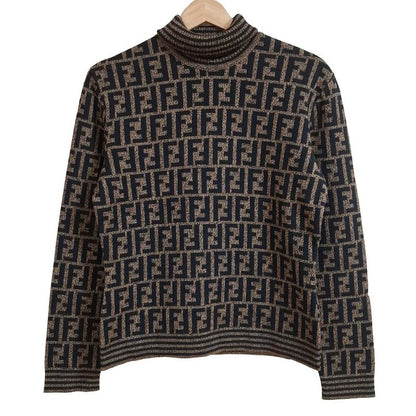 Fendi Long Sleeve Sweater Size 44 (J) Women's - Black X Beige Turtleneck Zucca