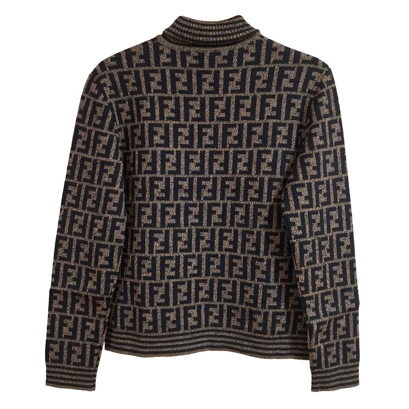 Fendi Long Sleeve Sweater Size 44 (J) Women's - Black X Beige Turtleneck Zucca