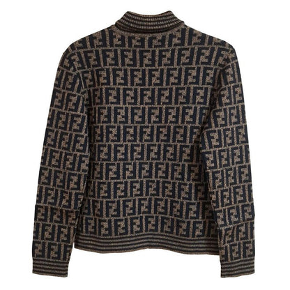 Fendi Long Sleeve Sweater Size 44 (J) Women's - Black X Beige Turtleneck Zucca