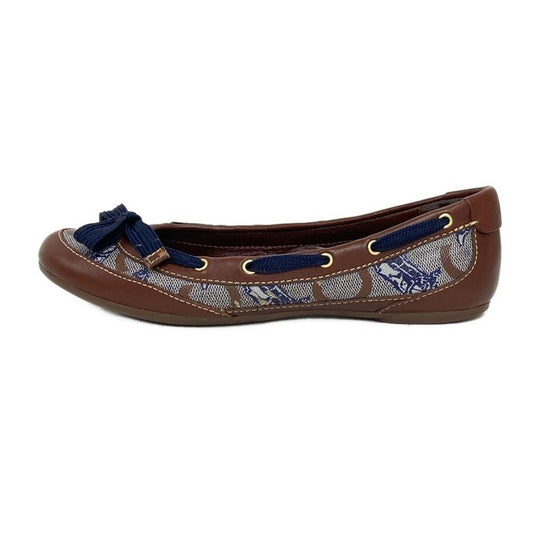 Celine Flat Shoes 35 Women's - Brown X Navy X White Horse Carriage Leather