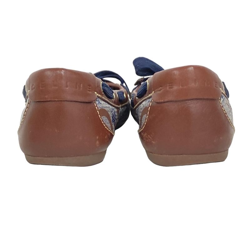 Celine Flat Shoes 35 Women's - Brown X Navy X White Horse Carriage Leather