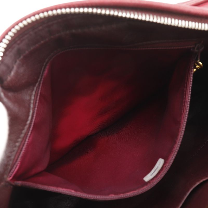 Chanel Matelasse Coco Mark Fringe Vintage Lambskin Red Women's Shoulder Bag