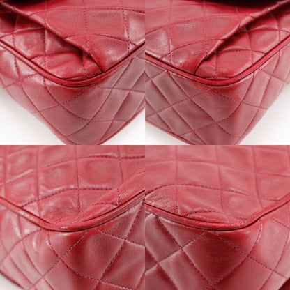 Chanel Matelasse Coco Mark Fringe Vintage Lambskin Red Women's Shoulder Bag