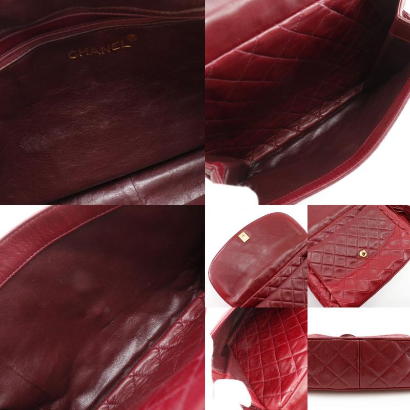 Chanel Matelasse Coco Mark Fringe Vintage Lambskin Red Women's Shoulder Bag