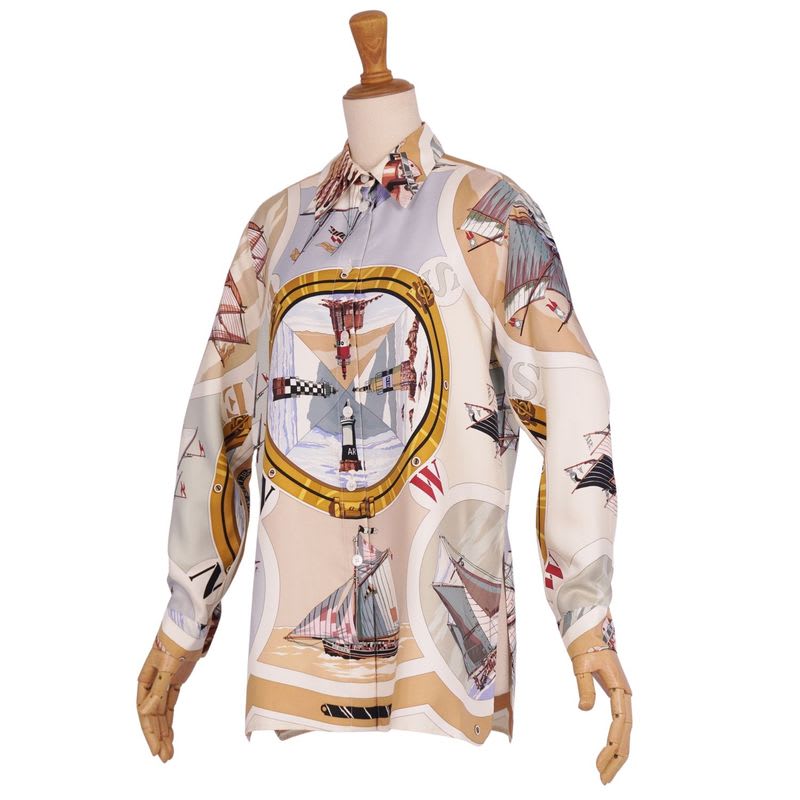 Hermes Margiela Period Shirt Blouse Long Sleeve Silk BE