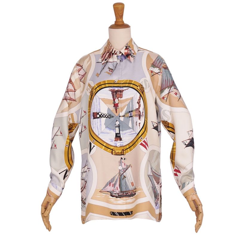 Hermes Margiela Period Shirt Blouse Long Sleeve Silk BE