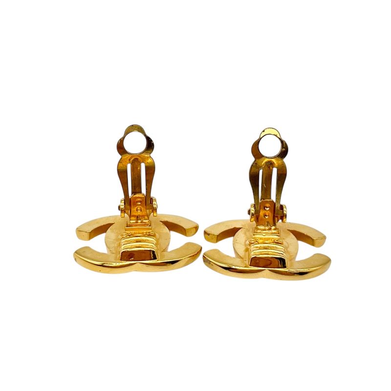 Chanel Coco Mark Turnlock Earring Unisex Vintage