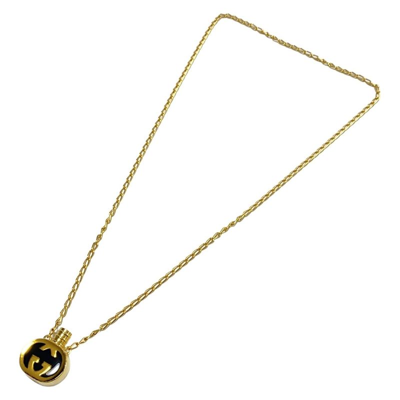 Gucci Necklace Interlocking G Gold X Black Perfume Bottle
