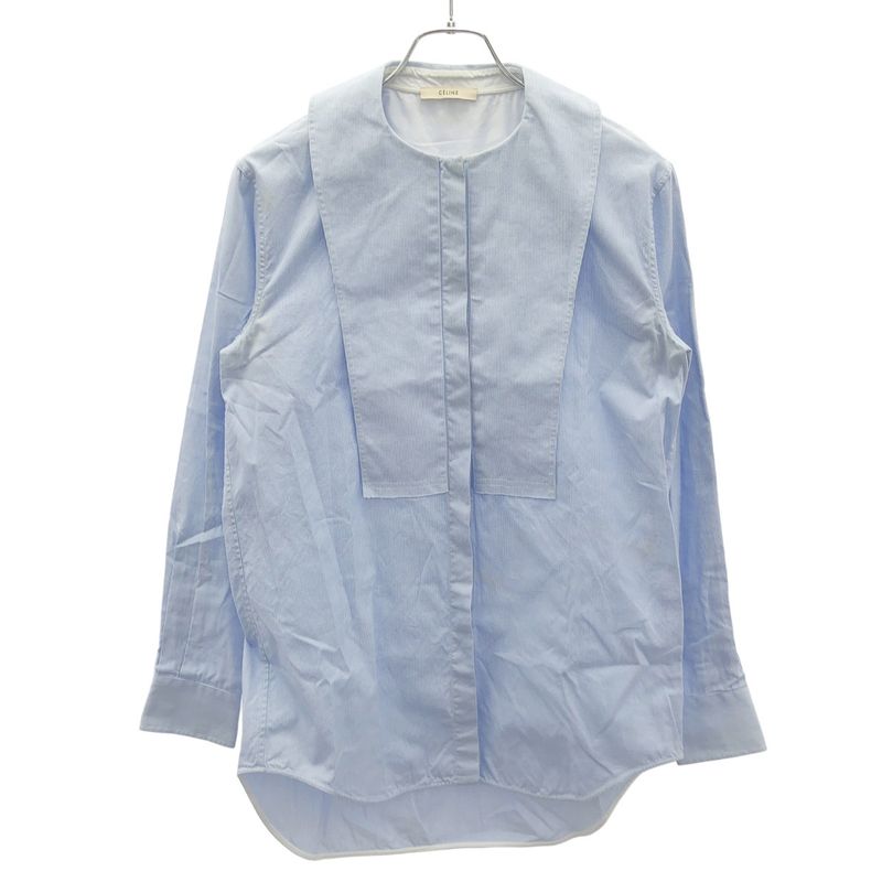 Celine Collarless Striped Shirt 2 0bb5 7161 Blue 36