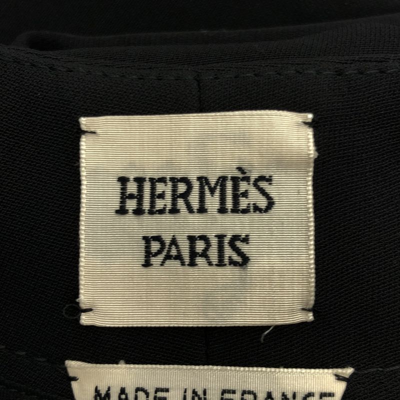 Hermes Silk Wide Trouser Pants Black 44