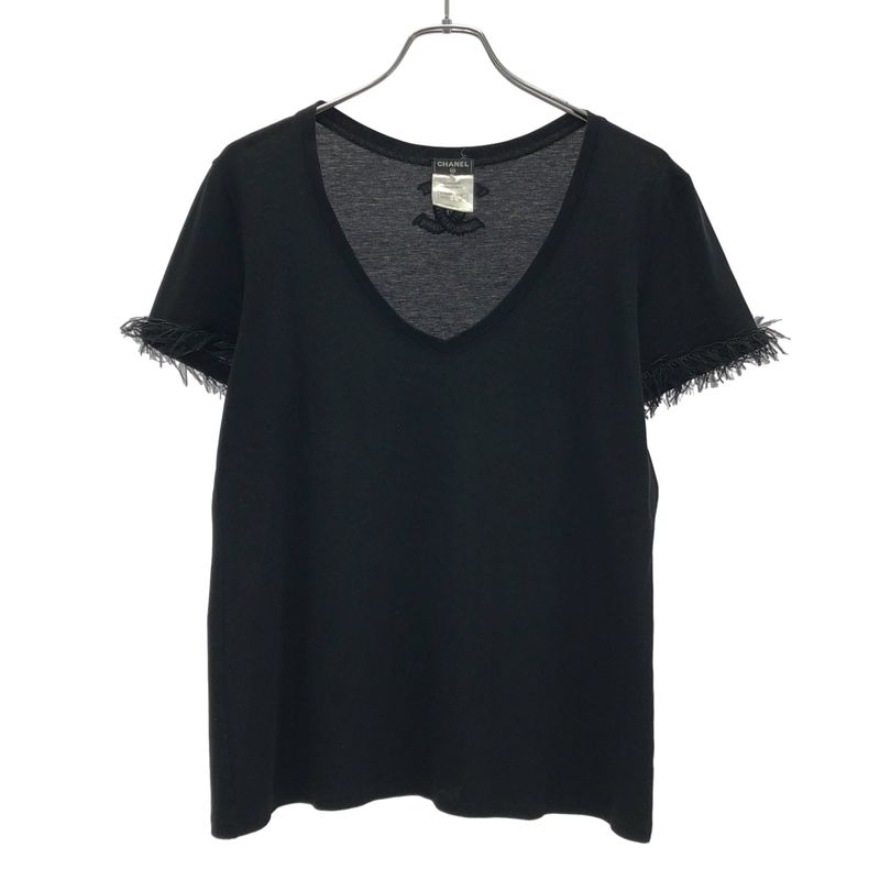 Chanel Cocomark Bijou V-Neck T-Shirt P41419k03045 Black 42