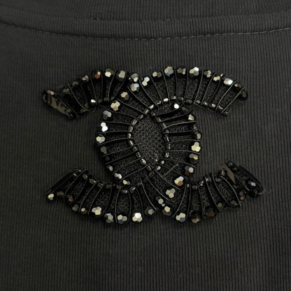 Chanel Cocomark Bijou V-Neck T-Shirt P41419k03045 Black 42