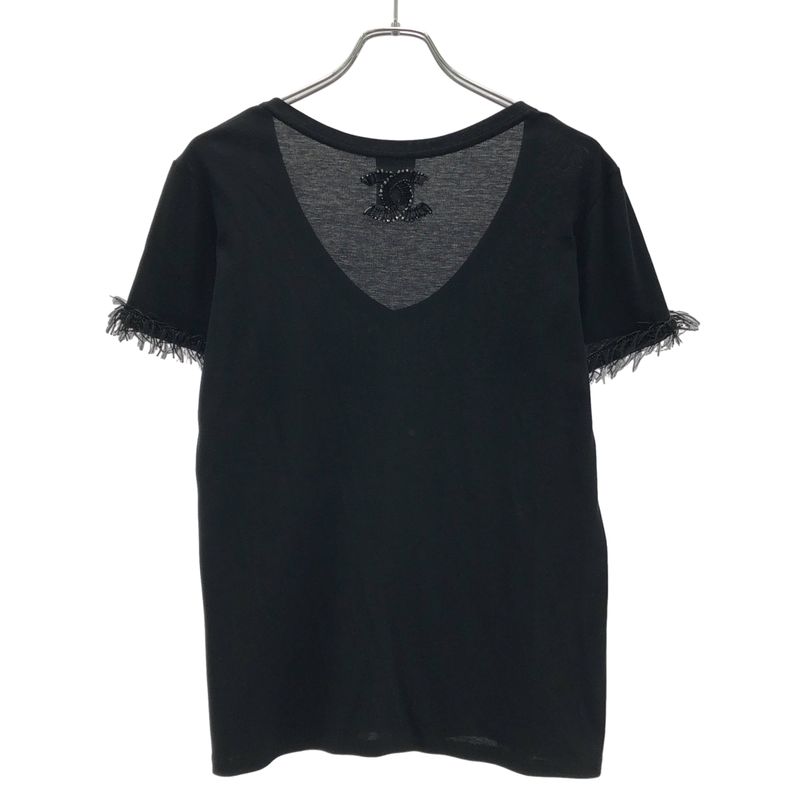 Chanel Cocomark Bijou V-Neck T-Shirt P41419k03045 Black 42