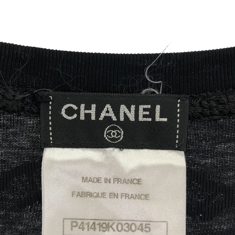Chanel Cocomark Bijou V-Neck T-Shirt P41419k03045 Black 42