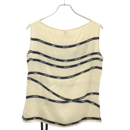 Hermes Bolduc Ribbon Silk Sleeveless Tops Ivory 40