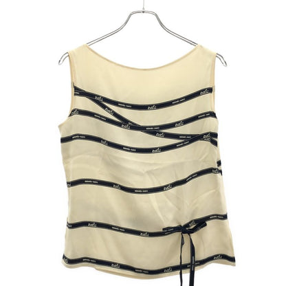 Hermes Bolduc Ribbon Silk Sleeveless Tops Ivory 40
