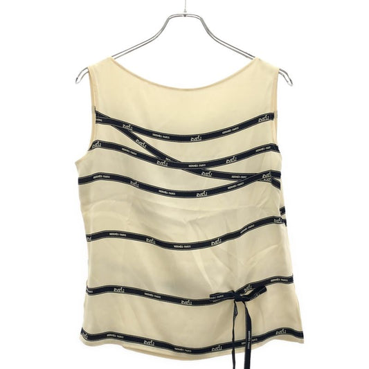 Hermes Bolduc Ribbon Silk Sleeveless Tops Ivory 40