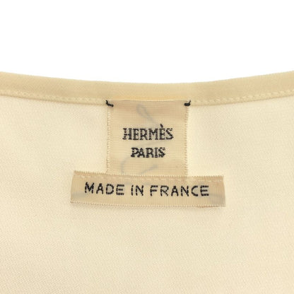Hermes Bolduc Ribbon Silk Sleeveless Tops Ivory 40