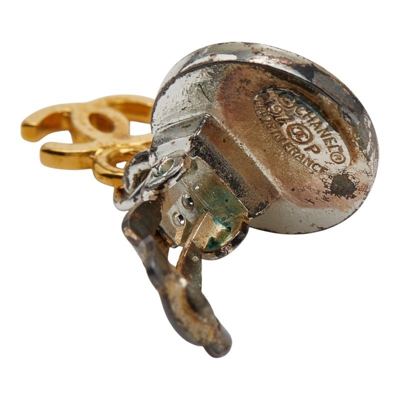 Chanel Vintage Coco Mark Silver Gold Metal Plated Ladies Chanel