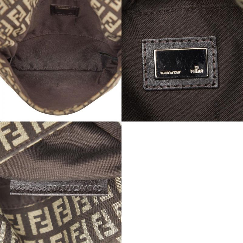 Fendi Zucchino Brown Canvas Leather Women's Fendi