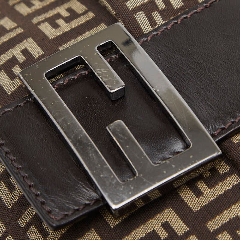 Fendi Zucchino Brown Canvas Leather Women's Fendi