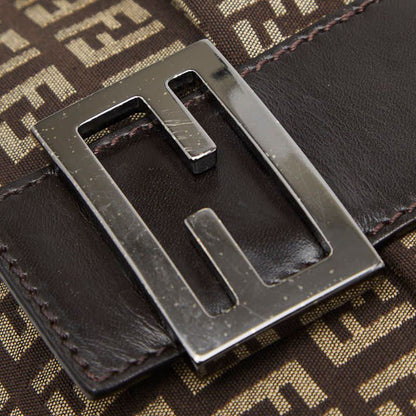 Fendi Zucchino Brown Canvas Leather Women's Fendi